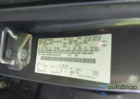 2013 Ford Escape Se z USA, uszkodzony, nr VIN 1FMCU9G94DUD92761